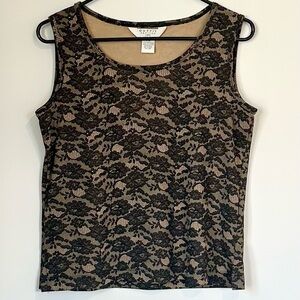 Women's Black Lace Sleeveless Top - Size: Petite Medium